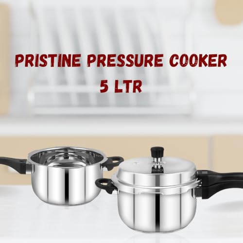 Pencil Pristine Stainless Steel Pressure Cooker Outer Lid | Gas stove and Induction Compatible | Triply Base, Heavy Bottom/Impact Bonded/Capsulated Bottom |5 Litres (Silver) - Image 2