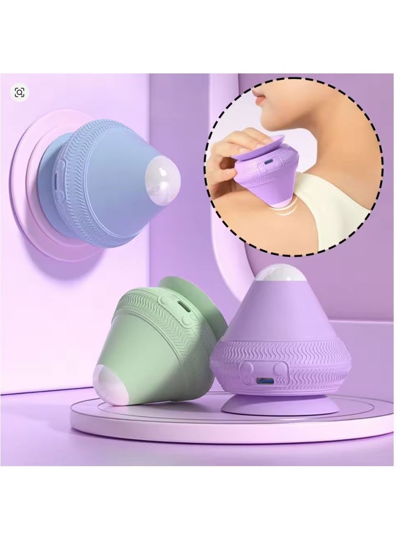 أداة مساج سيليكونية على شكل كرة قابلة للشحن عبر USB، تعمل بالاهتزاز لتخفيف آلام العضلات والاسترخاء. - Image 2