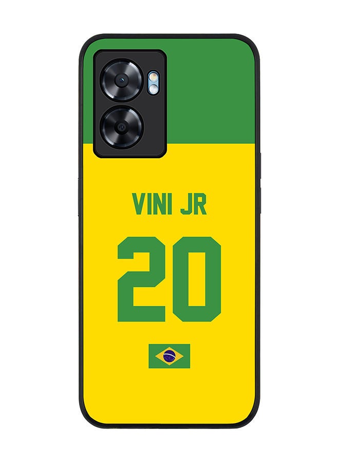 Stylizedd Rugged Black edge case for Oppo A57 Slim fit Soft Case Flexible Rubber Edges Anti Drop TPU Gel Thin Cover - Football Team - Brazil Player Name - Vini Jr - Image 1