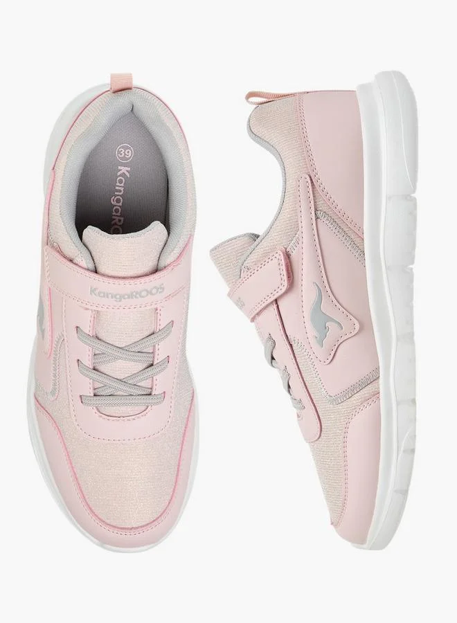 Women'S Panelled Sports Shoes With Hook And Loop Closure