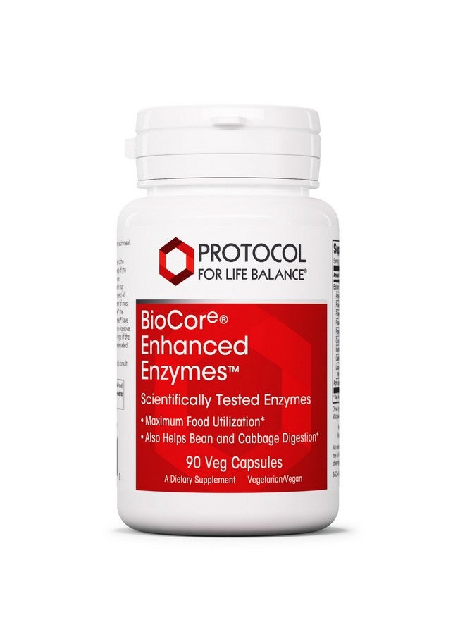 Protocol For Life Balance Protocol BioCore Enhanced Enzymes - Helps Digest Beans & Cruciferous Vegetables* - Digestion Supplement* - Amylase & Lipase - Kosher & Vegan - 90 Veg Capsules - Image 1