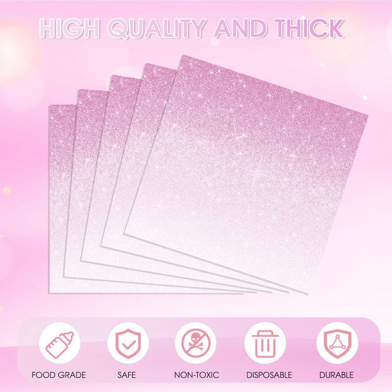 Muplaya 40PCS Ombre Pink Party Decorations Pink Beverage Napkins Gradient Pink Napkins Disposable Paper Large Pastel Pink Cocktail Napkins for Kids Women Birthday Pink Party Supplies  - Image 3