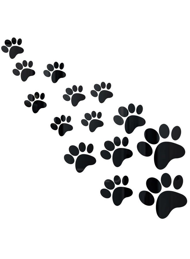Tenare 14 Pieces Mirror Paw Stickers Kit Dog Prints Wall Stickers Acrylic Paw Stickers DIY Removable Wall Paw Decorations 3 Sizes for Children - Image 1