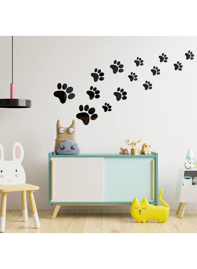 Tenare 14 Pieces Mirror Paw Stickers Kit Dog Prints Wall Stickers Acrylic Paw Stickers DIY Removable Wall Paw Decorations 3 Sizes for Children - Image 4