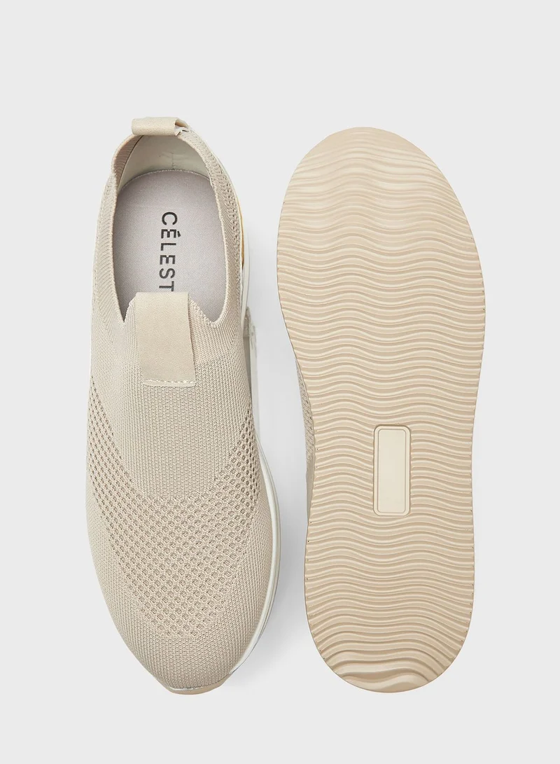 Celeste Kint Fabric Plain Low Top Sneakers