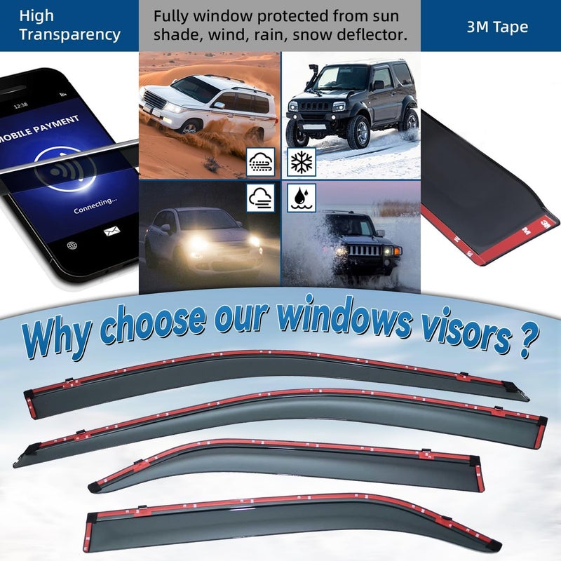 LQQDP 4pcs Smoke Tint Window Visors with Chrome Trim for 2012-2017 Camry - Image 2