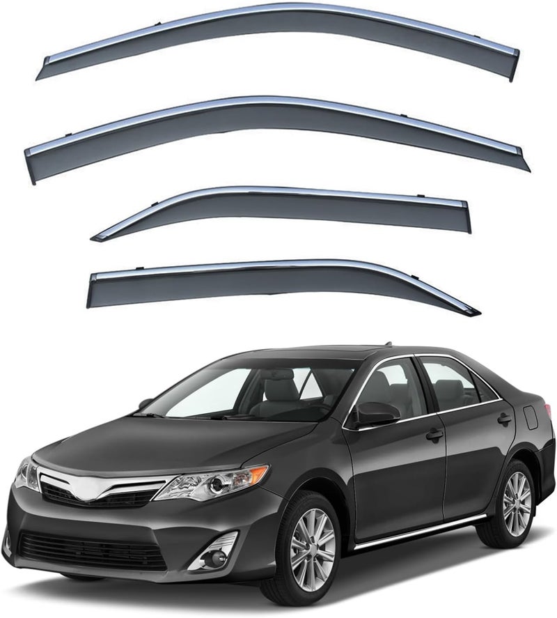 LQQDP 4pcs Smoke Tint Window Visors with Chrome Trim for 2012-2017 Camry - Image 1