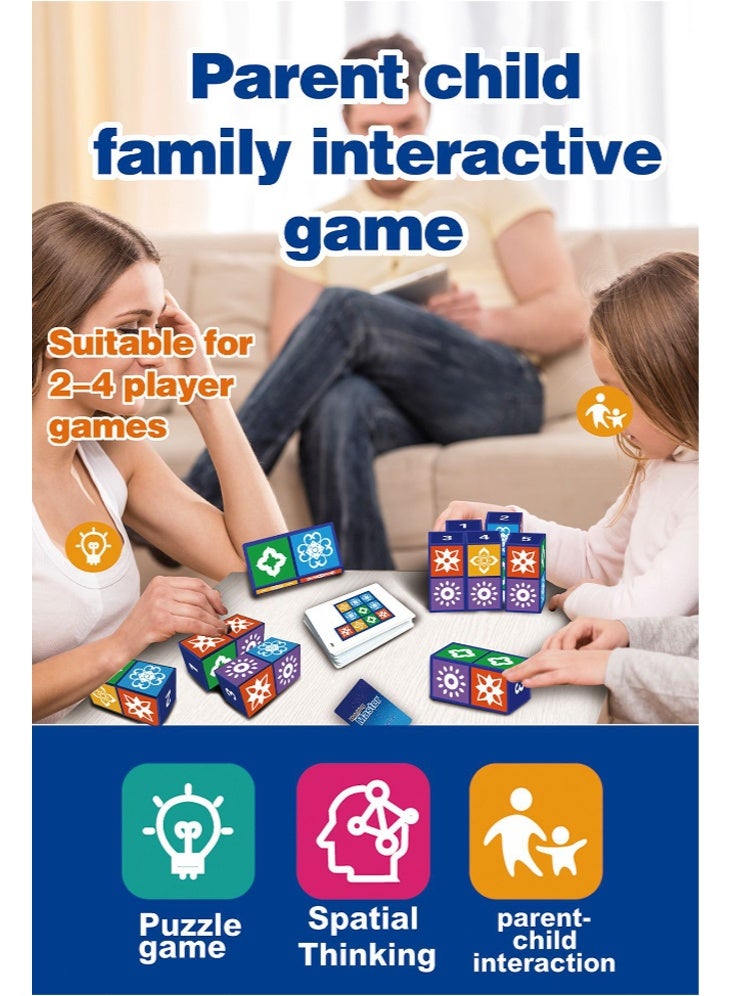 شبيلي لعبة مطابقة البطاقات والأحجية Matching Master للأطفال +3 سنوات، قطع تشكيل الأنماط وتحدي الذاكرة لـ 2–4 لاعبين، لعبة تعليمية لتنمية التفكير المكاني لسهرات الألعاب العائلية والسفر والحفلات (متعدد الألوان) - Image 2