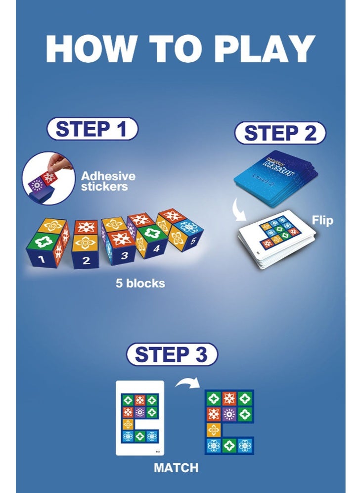 شبيلي لعبة مطابقة البطاقات والأحجية Matching Master للأطفال +3 سنوات، قطع تشكيل الأنماط وتحدي الذاكرة لـ 2–4 لاعبين، لعبة تعليمية لتنمية التفكير المكاني لسهرات الألعاب العائلية والسفر والحفلات (متعدد الألوان) - Image 4