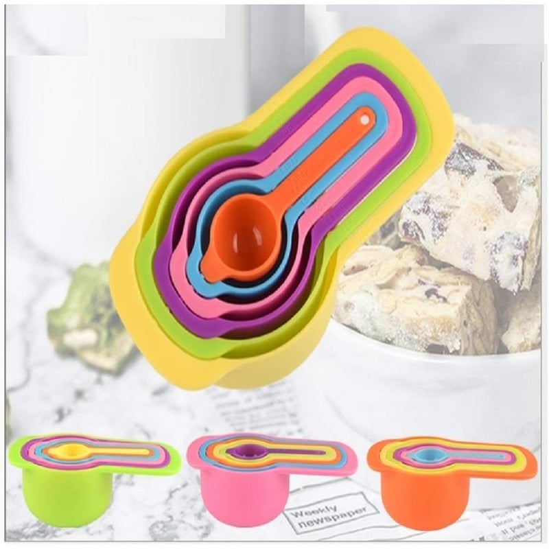 CONNECTWIDE STORE77 6Pcs Rainbow Colorful Measuring Cups and Spoons Set Includes12Tbls 1Tbls14 Cup13 Cup12 Cup1cup Capacity250ml 125ml 85ml 60ml 15ml 75m Baking Measuring Cups Spoons Random Color  - Image 1