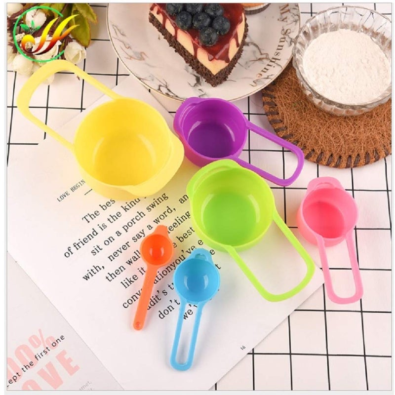 CONNECTWIDE STORE77 6Pcs Rainbow Colorful Measuring Cups and Spoons Set Includes12Tbls 1Tbls14 Cup13 Cup12 Cup1cup Capacity250ml 125ml 85ml 60ml 15ml 75m Baking Measuring Cups Spoons Random Color  - Image 2