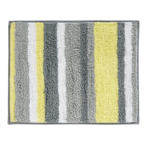InterDesign iDesign Stripz Microfiber Polyester Bath Mat, Non-Slip Shower Accent Rug for Master, Guest, and Kids' Bathroom, Entryway, 21" x 17", Gray and Yellow - Image 4