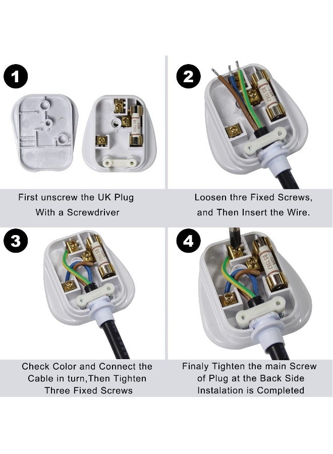 SYOSI 3 Pin UK Plug 13A Fused 250V Mains Plugs, UK Mains Plug for 13A 250V Black 3 Pin Plug 50-60 Hz (2Pcs) - Image 4