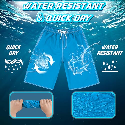 Srnede Mens Swim Trunks Swimming Trunks Swim Shorts Quick Dry 11 Inch with Mesh Lining Funny Swimwear Bathing Suits Blue - Image 4