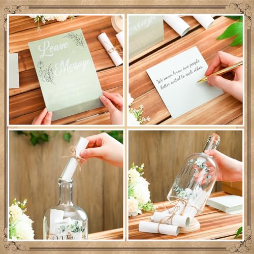 Maxdot Wedding Guest Book 50 Paper Leaves for Message with Gold Pen Bridal Shower Accessories Wedding Party Alternative Guest Book in a Bottle with Cork Stopper Paper Scroll Message for Newlyweds - Image 5
