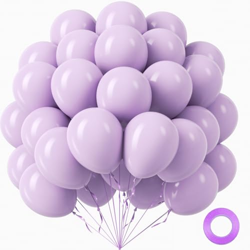 awenztech Light Purple Balloons 12 inch Pastel Purple Latex Balloons 50pcs Party Balloon for Wedding Baby Shower Gender Reveal Birthday Party Decorations - Image 1