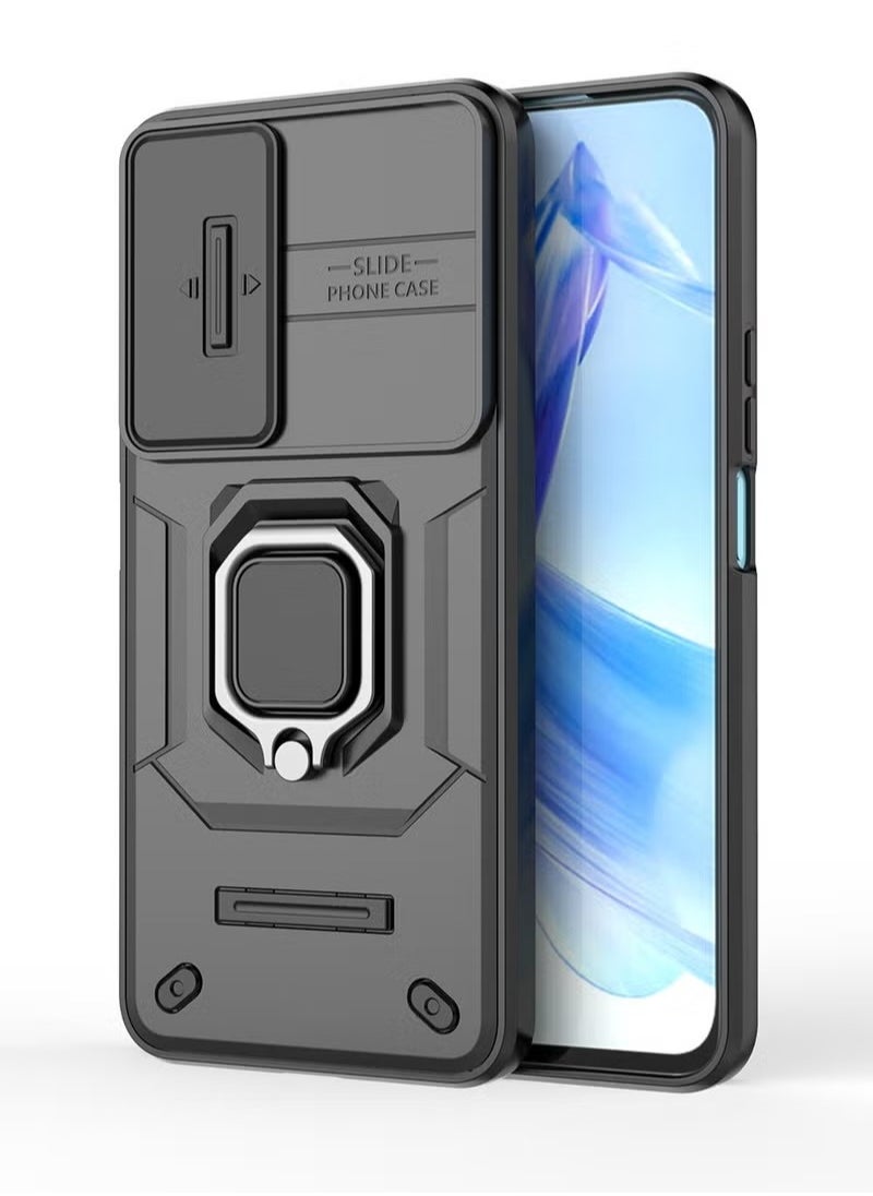 X-level Honor 90 Lite 5G Case Cover with Slide Camera Cover & Ring Holder, Kickstand Shell Back Cover Scratch-Resistant Shock-Absorbing Protector Accessories Kickstand Stand Magnetic Car Ring Holder  - Image 1