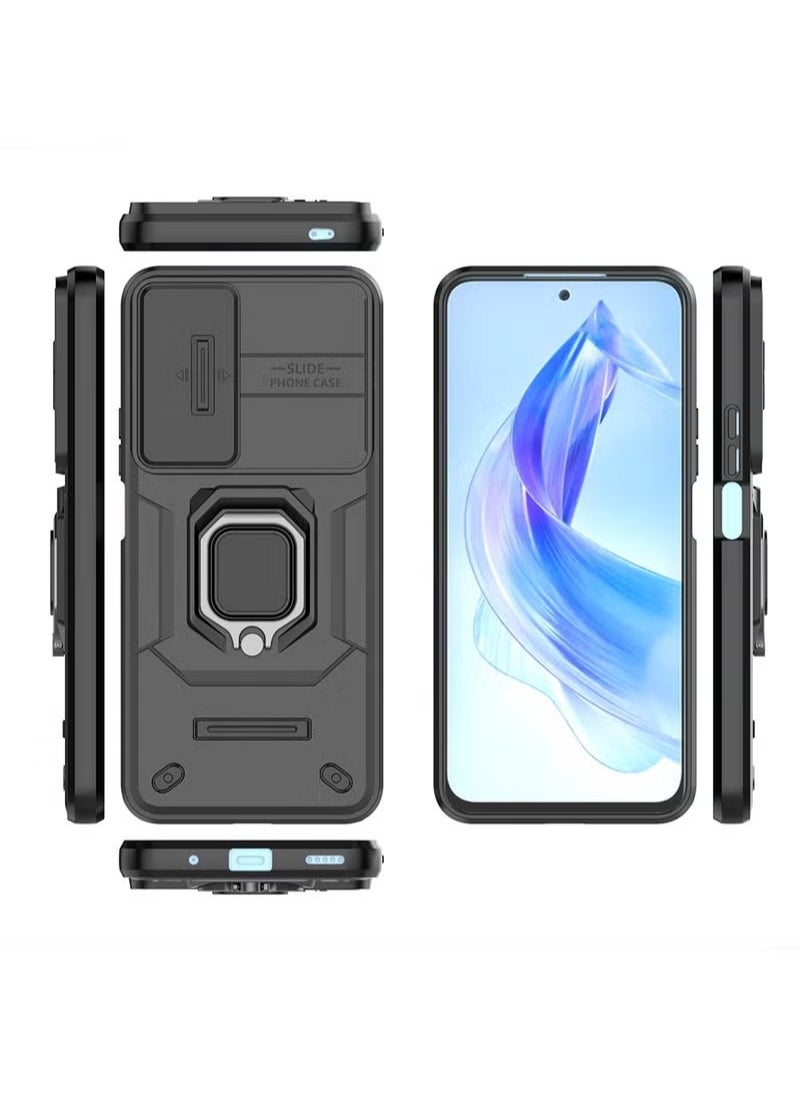 X-level Honor 90 Lite 5G Case Cover with Slide Camera Cover & Ring Holder, Kickstand Shell Back Cover Scratch-Resistant Shock-Absorbing Protector Accessories Kickstand Stand Magnetic Car Ring Holder  - Image 2