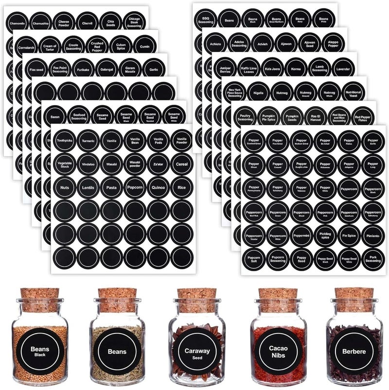 JCZD Land transit & shipment compatible 432 PCS Spice Labels Stickers, 3.5cm Spice Labels for Kitchen, Waterproof Adhesive Round Preprinted Spice and Blank Labels for Jars, Caps, Food Containers, Spice Organizers Closed & open space compatible - Image 1