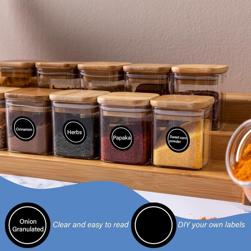 JCZD Land transit & shipment compatible 432 PCS Spice Labels Stickers, 3.5cm Spice Labels for Kitchen, Waterproof Adhesive Round Preprinted Spice and Blank Labels for Jars, Caps, Food Containers, Spice Organizers Closed & open space compatible - Image 3