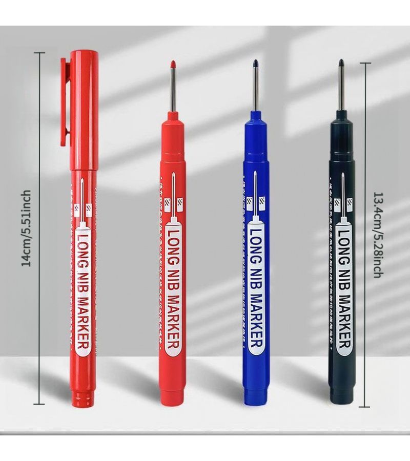 Blue 4 Pack Based Erasable Extended Nib Deep Hole Marker For Tile Woodworking And Drilling Multi Purpose Pen - Image 5