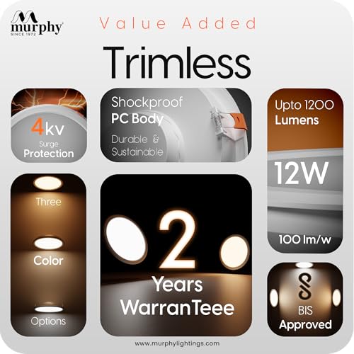 Murphy Trimless Round LED Panel Light – 12W Cool White | Glare-Free, Recessed Ceiling Downlight for Home & Commercial – Pack of 4 - Image 4