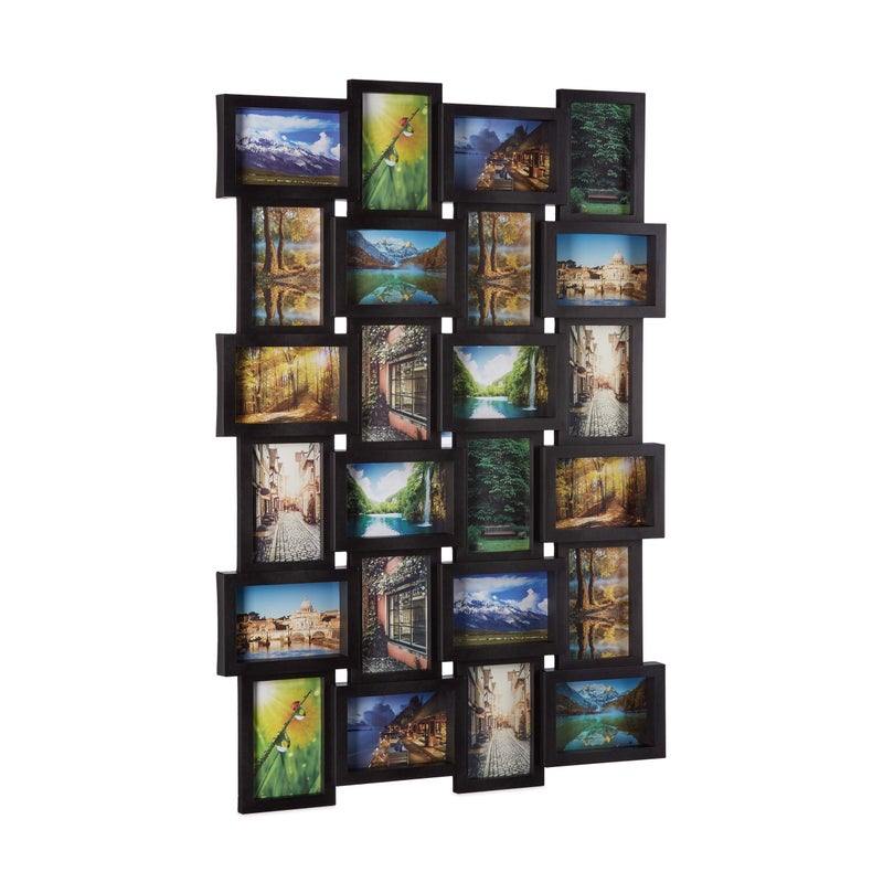 Relaxdays Picture Frame for 24 Photos Individual Photo Collage HxWxD 59 x 86 x 25 cm Black