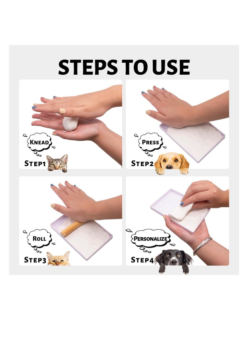 null - Impression Kit Photo Frame of Dog or Cat Paw Print, Pet Pawprint Keepsake Kit with Clay, Safe and Non-toxic, Wooden Picture Frame for Dogs, Perfect Memorial Gift for Pet Lovers (White) - Image 1