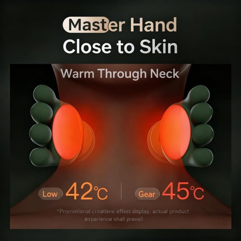 Neck and Shoulder Massager with Heat, Hand Shaped Bionic Heated Massage with 4D Kneading, Electric Rechargeable Cervical Neck Massager Like Fingers for Pain Relief Deep Tissue (Green) - Image 2