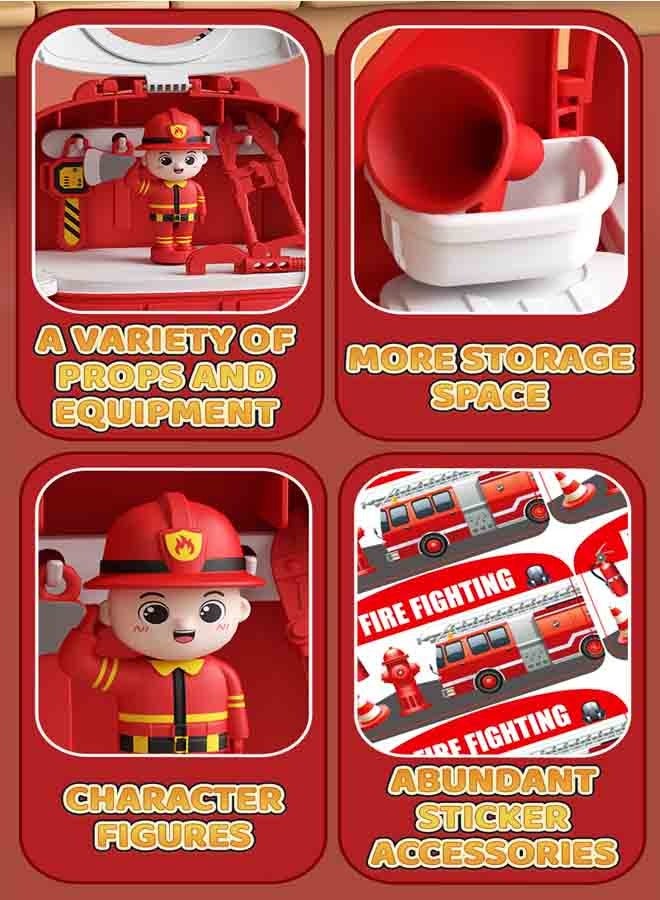 إيزي سو مجموعة ألعاب سيارة تظاهرية 3 في 1، نموذج شاحنة إطفاء واقعي مع شكلين يمكن تحويلهما بحرية، لعبة تظاهر تفاعلية بين الوالدين والطفل، مجموعة ألعاب سيارة، سيارة لعبة متحولة، نموذج سيارة متعدد الوظائف، هدية رائعة للأولاد والبنات - Image 5