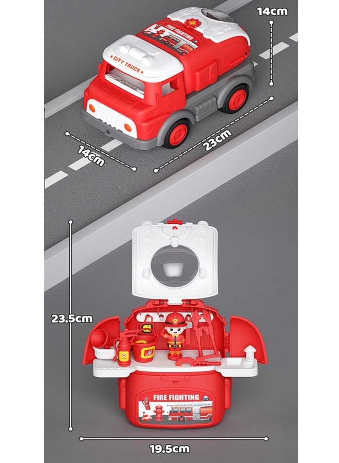إيزي سو مجموعة ألعاب سيارة تظاهرية 3 في 1، نموذج شاحنة إطفاء واقعي مع شكلين يمكن تحويلهما بحرية، لعبة تظاهر تفاعلية بين الوالدين والطفل، مجموعة ألعاب سيارة، سيارة لعبة متحولة، نموذج سيارة متعدد الوظائف، هدية رائعة للأولاد والبنات - Image 2