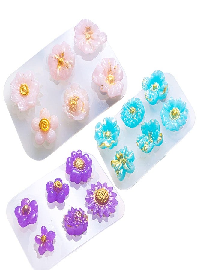 Yayatty 3 PCS 3D Flower Pendant Silicone Molds, Flower Resin Molds Daisy Resin Molds Jewelry Pendants Mould Earrings Necklace Making Tool - Image 1