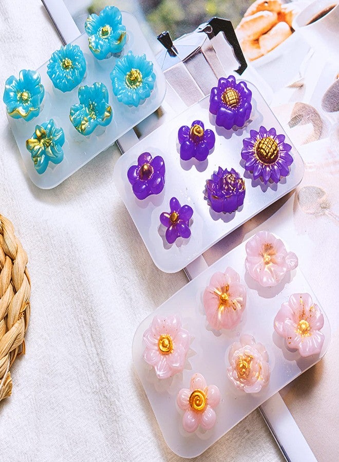 Yayatty 3 PCS 3D Flower Pendant Silicone Molds, Flower Resin Molds Daisy Resin Molds Jewelry Pendants Mould Earrings Necklace Making Tool - Image 3