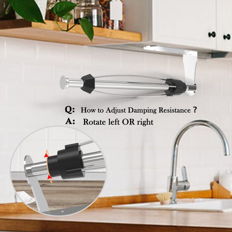 GMEPOCH Paper Towel Holder Under Cabinet Brushed Nickel Wall Mounted Hanging Paper Towel Holders Under Counter Paper Rack With Ratcheting For Kitchen Bathroom Rv Silver Mounted Vertically Or Horizontally - Image 4