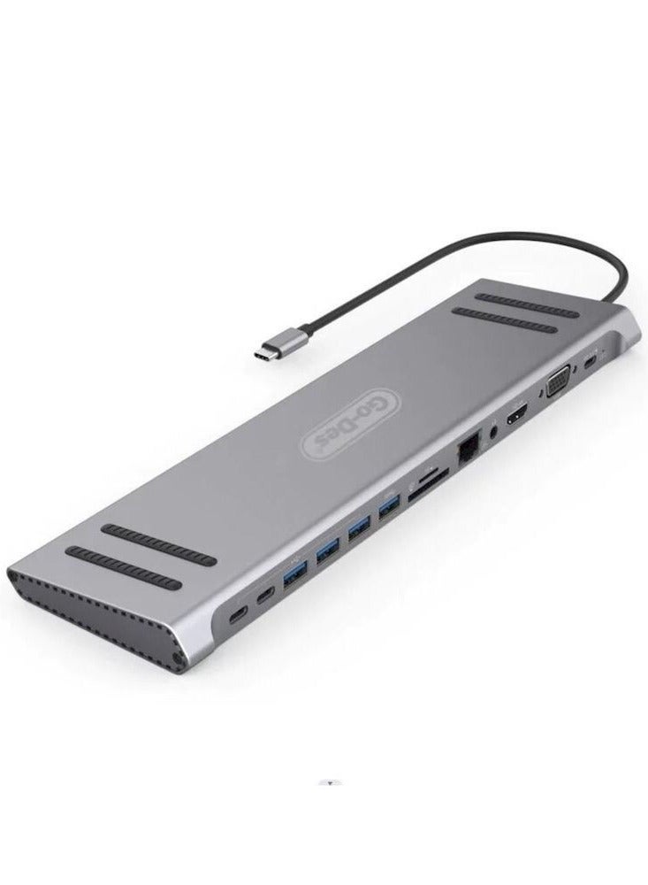 Go-des 14 In 1 USB C Type-c Hubs Docking Station Silver - Image 1