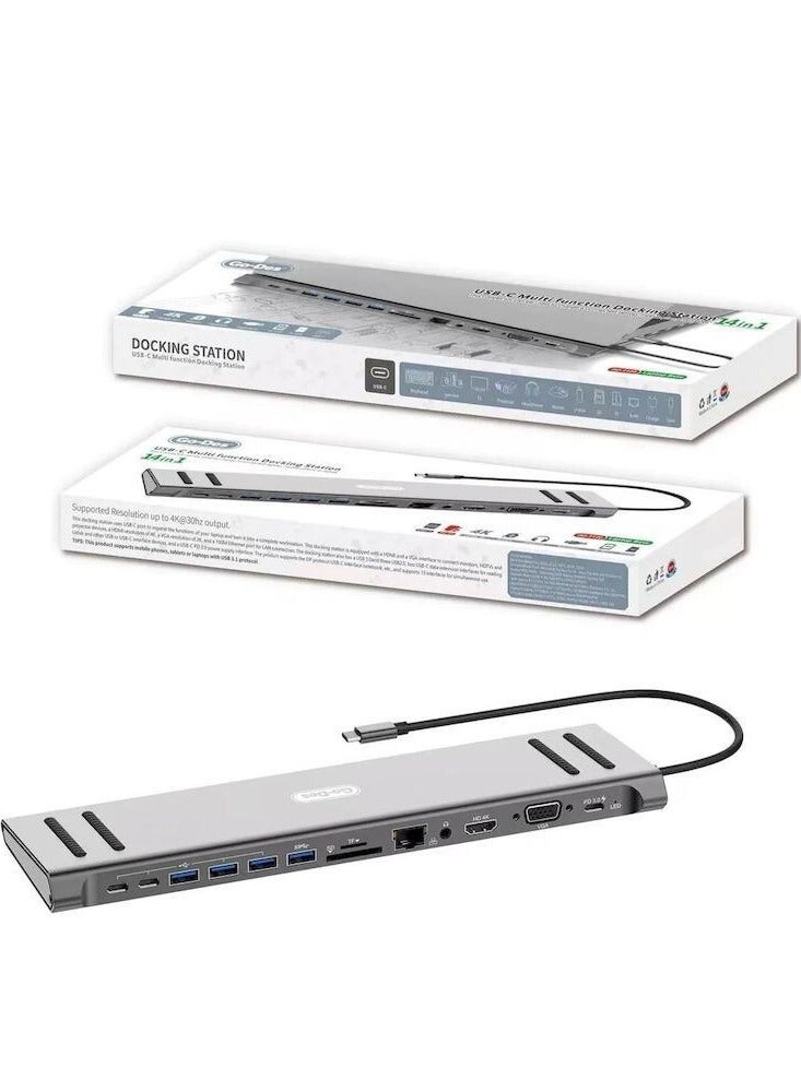 Go-des 14 In 1 USB C Type-c Hubs Docking Station Silver - Image 2