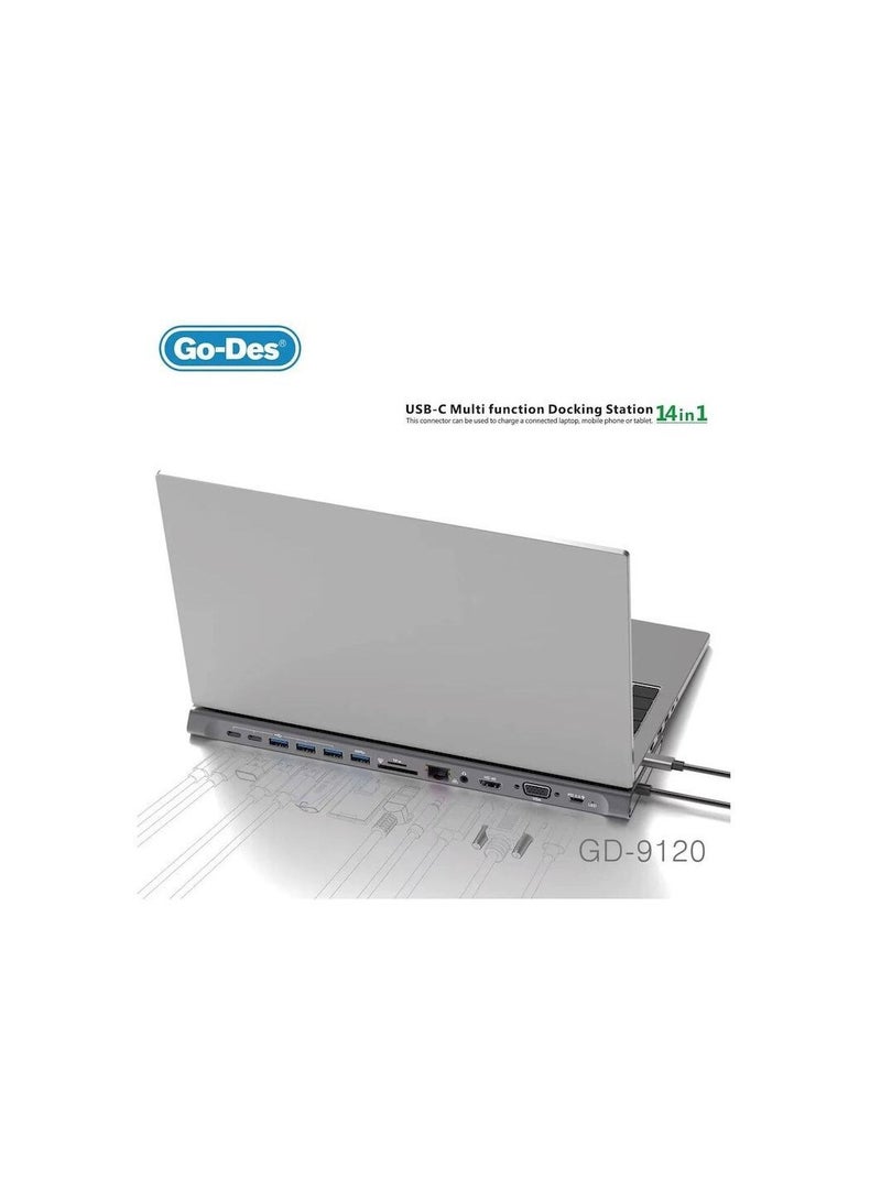 Go-des 14 In 1 USB C Type-c Hubs Docking Station Silver - Image 3