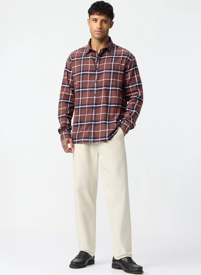 The Souled Store  The Souled Store Men's Brown Checked Casual Shirt  | Best Price UAE