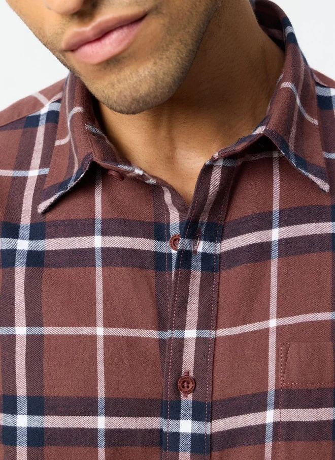 The Souled Store  The Souled Store Men's Brown Checked Casual Shirt  | Best Price UAE