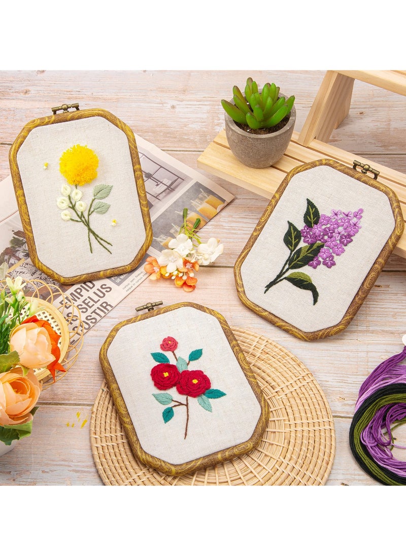 Complete Embroidery Starter Kit with Floral Designs, Includes Fabric, Wooden Hoops, Threads, Scissors and Easy Instructions for Beginners  - Image 5