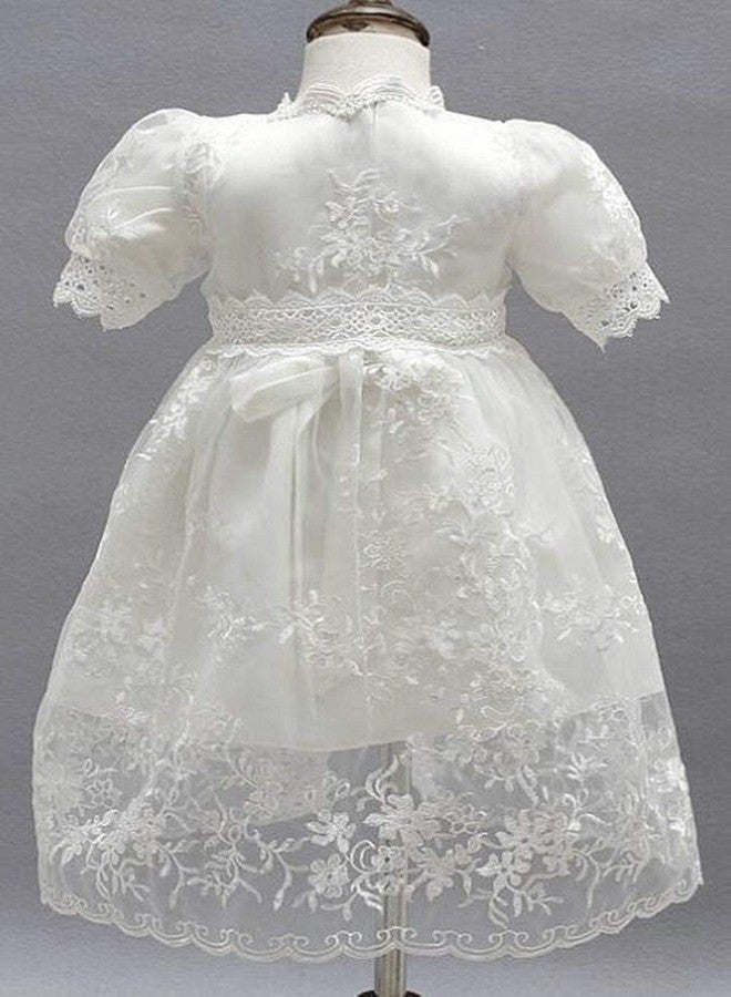 Bow Dream Christening Gown Baby Girl Lace Toddler White Special Occasion Dresses 4Pcs 0-3 Months - Image 3