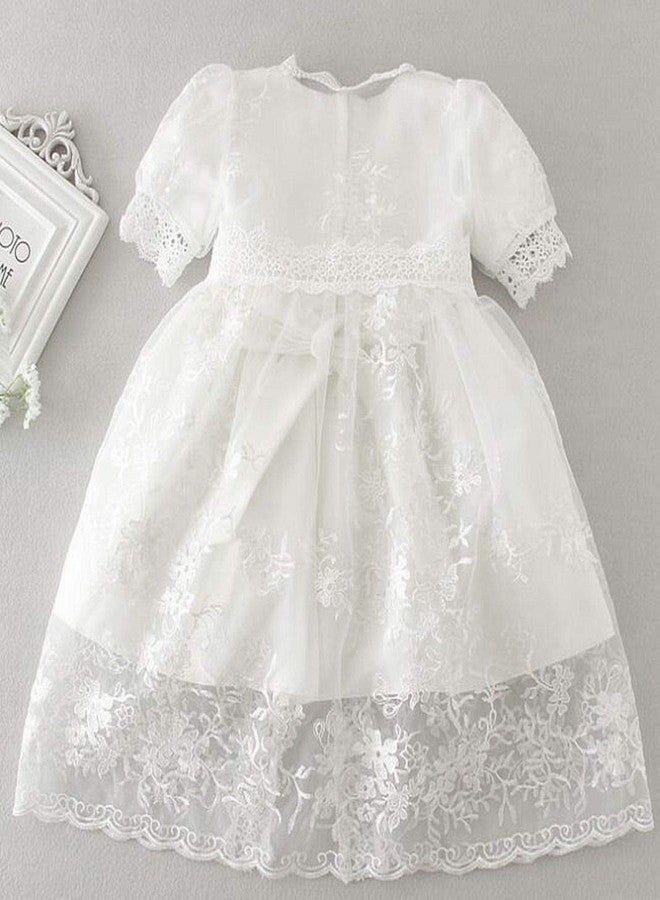 Bow Dream Christening Gown Baby Girl Lace Toddler White Special Occasion Dresses 4Pcs 0-3 Months - Image 4