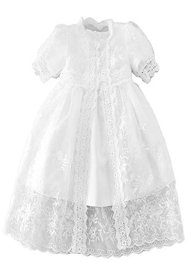 Bow Dream Christening Gown Baby Girl Lace Toddler White Special Occasion Dresses 4Pcs 0-3 Months - Image 2