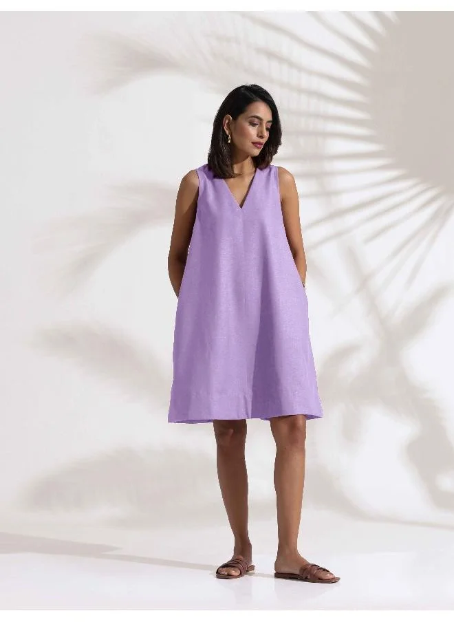 trueBrowns trueBrowns Lilac Cotton Blend Short Dress