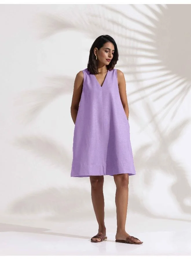 ترو برونز trueBrowns Lilac Cotton Blend Short Dress