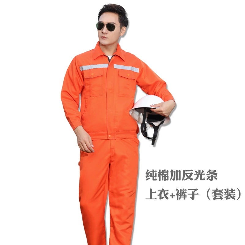 Pure Cotton Work Clothes Construction Site Wear-Resistant Engineering Auto Repair Suit Men'S Welding Suit Factory Workshop Labor Protection Clothing - Image 1