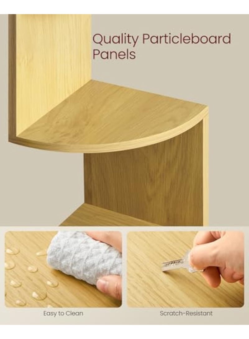 Arabest رف زاوية مثبت على الحائط، رف زاوية عائم 5 طبقات، رف نباتات لغرفة النوم، غرفة المعيشة، الحمام، المكتب المنزلي، بلوط طبيعي - Image 5