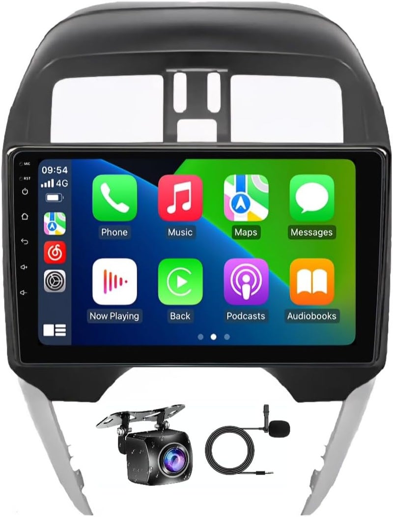 Vierex Fit Nissan Sunny Car Stereo Nissan Micra Versa Android Car Radio 2014-2020 With Apple Carplay Android Auto Wireless WiFi DSP FM&AM BT AHD Camera Included (2+32GB Carplay (B) - Image 1