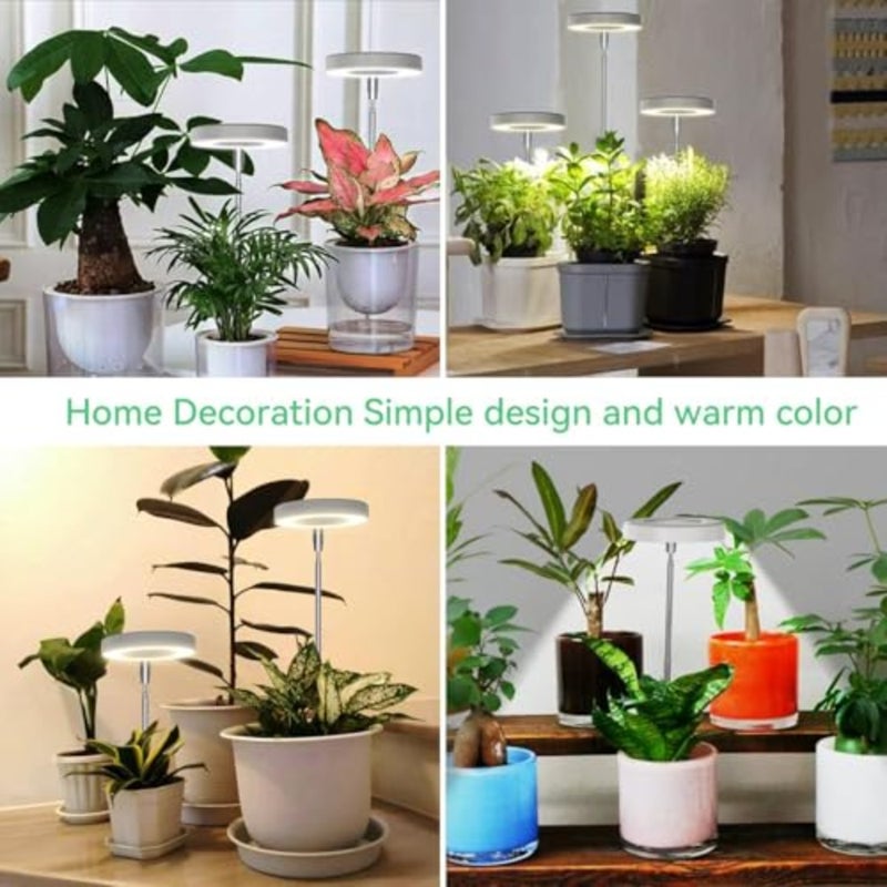 Grow Light Full Spectrum LED Plant Grow Light for Indoor Plants Height Adjustable LED Halo Grow Lamp with Auto On/Off Timer 3 Colors 10 Dimmable Brightness Levels For Succulents Vegetables Herbs 2 PCS - Image 5