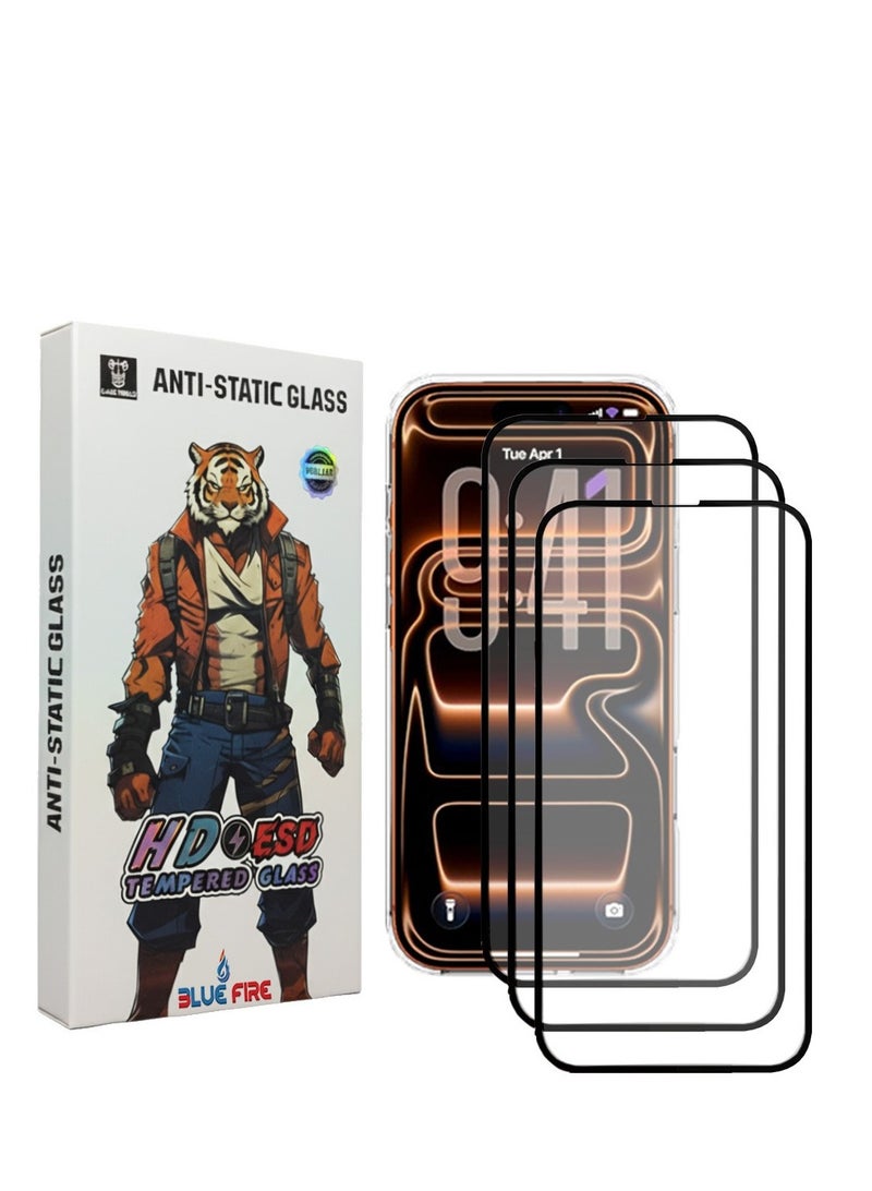 بلو فاير واقي شاشة زجاج مقوى BlueFire (عدد 3) لهاتف Apple iPhone 17 5G (2025) – عبوة ثلاثية، وضوح فائق، لاصق كامل بدون فقاعات، تغطية شاملة من الحافة للحافة، مقاوم للخدوش والصدمات - Image 1